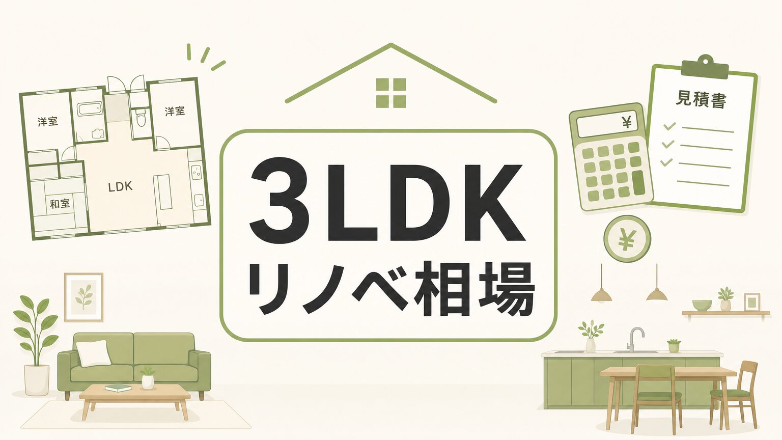 3LDKマンションリノベーション費用の相場と内訳｜築年数・広さ別に徹底解説のアイキャッチ画像