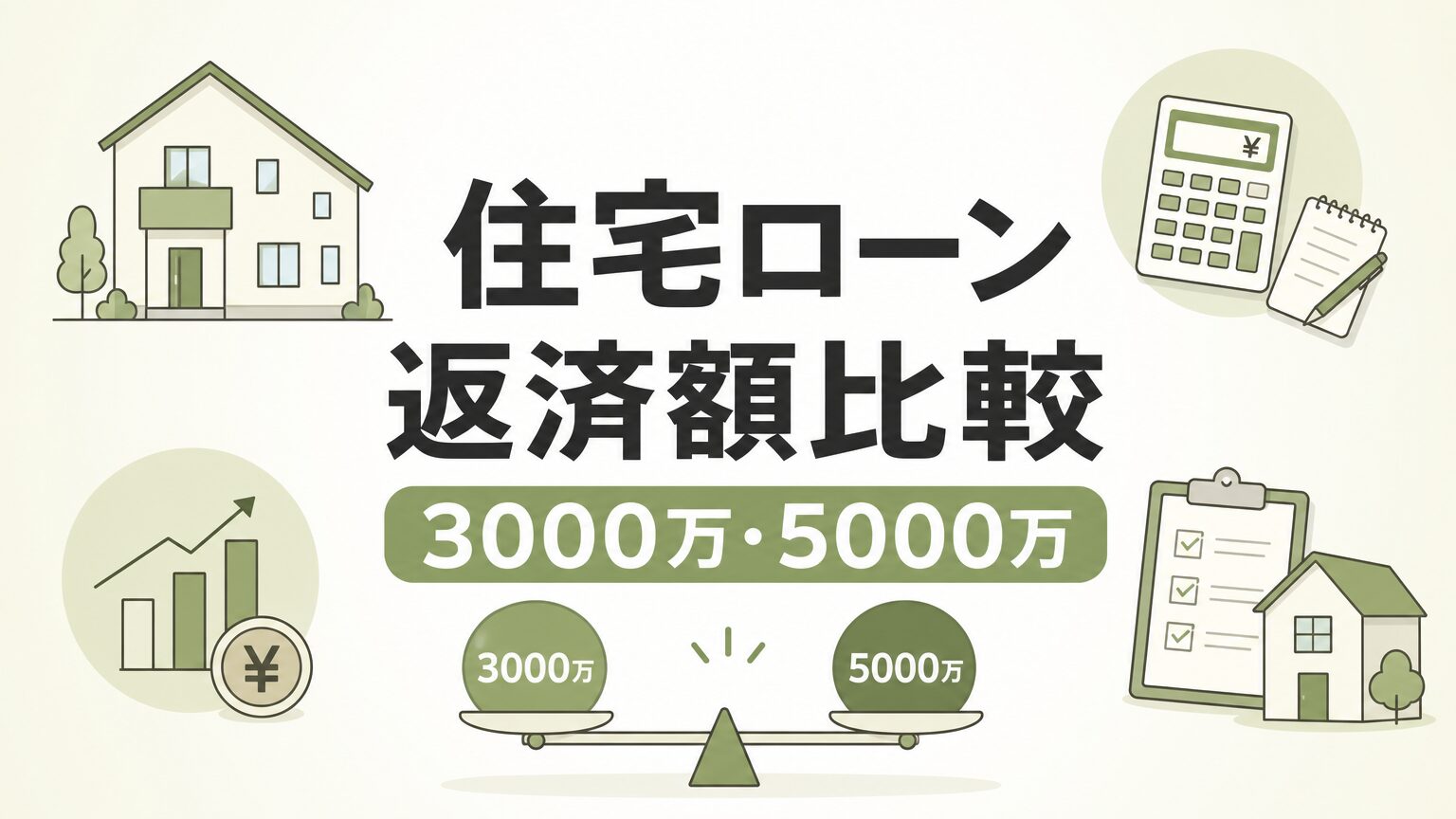 3000万・5000万円の住宅ローン毎月返済額を金利・期間別に早見表で解説のアイキャッチ画像