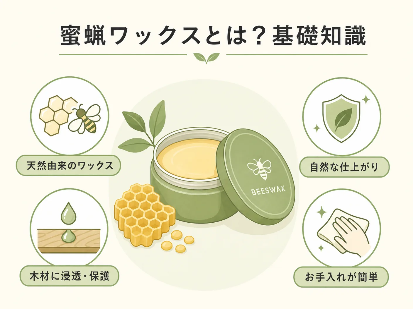 作り方の蜜蝋ワックスとは？基礎知識を表す図解イラスト