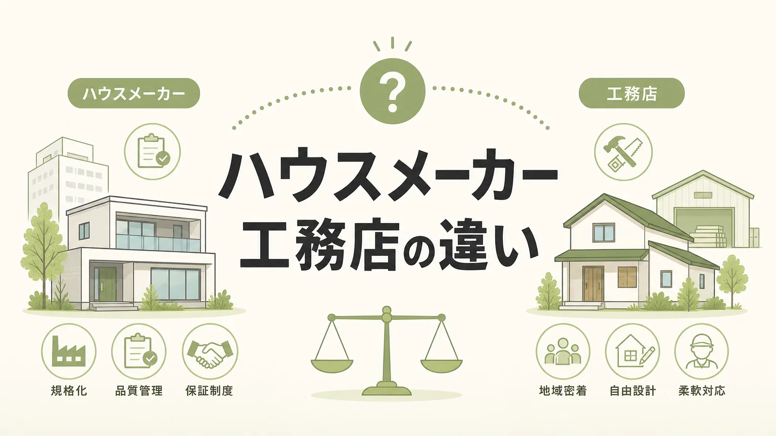 ハウスメーカーと工務店の違いとは？プロ4社が本音で解説【家百講座 戸建て編 #01】のアイキャッチ画像