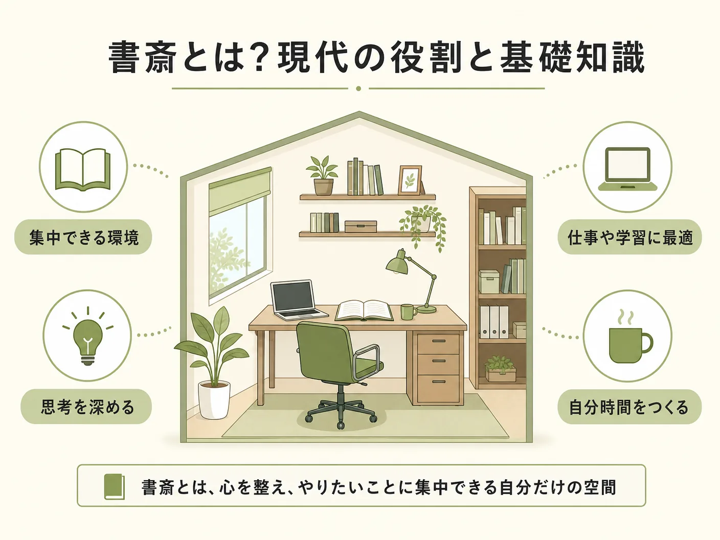 間取り 注意点の書斎とは?現代の役割と基礎知識を表す図解イラスト
