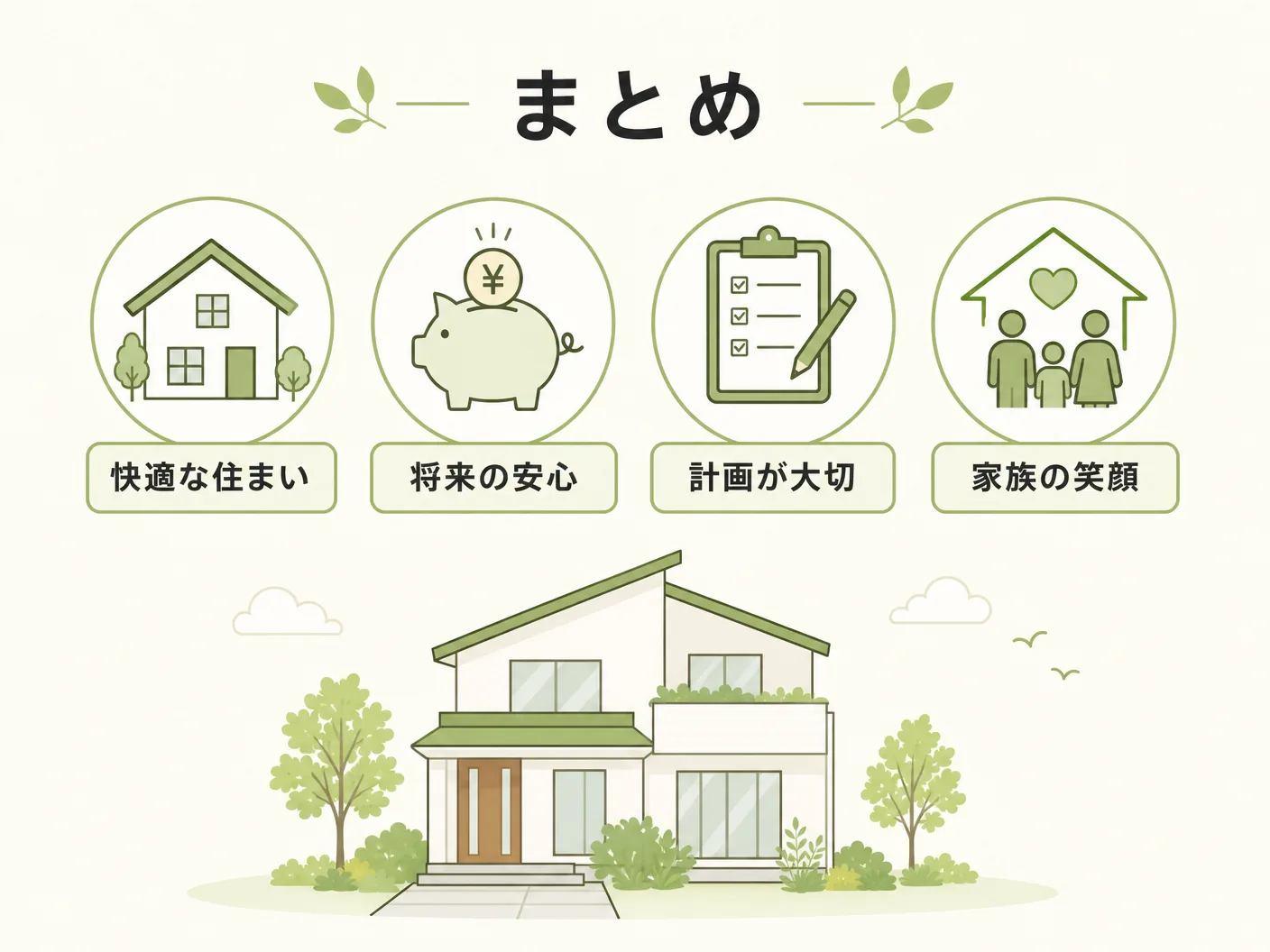 断熱 エアコン 効きのまとめを表す図解イラスト