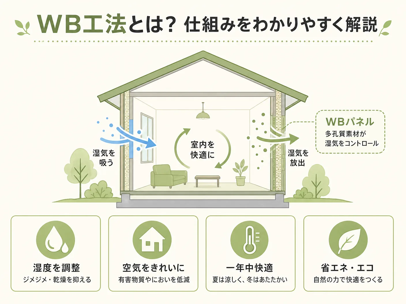 メリット デメリットのWB工法とは?仕組みをわかりやすく解説を表す図解イラスト