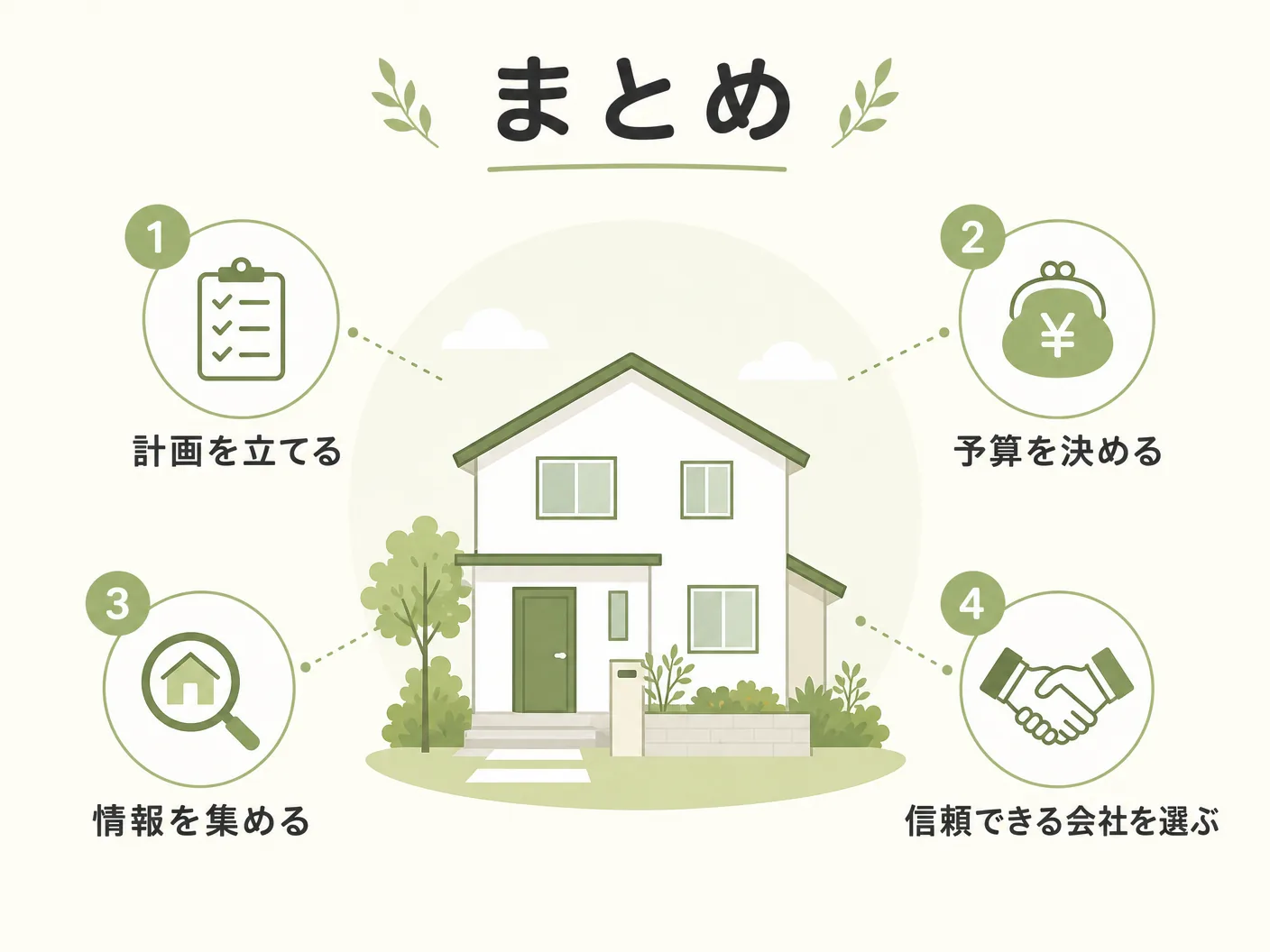 雑草 対策のまとめを表す図解イラスト