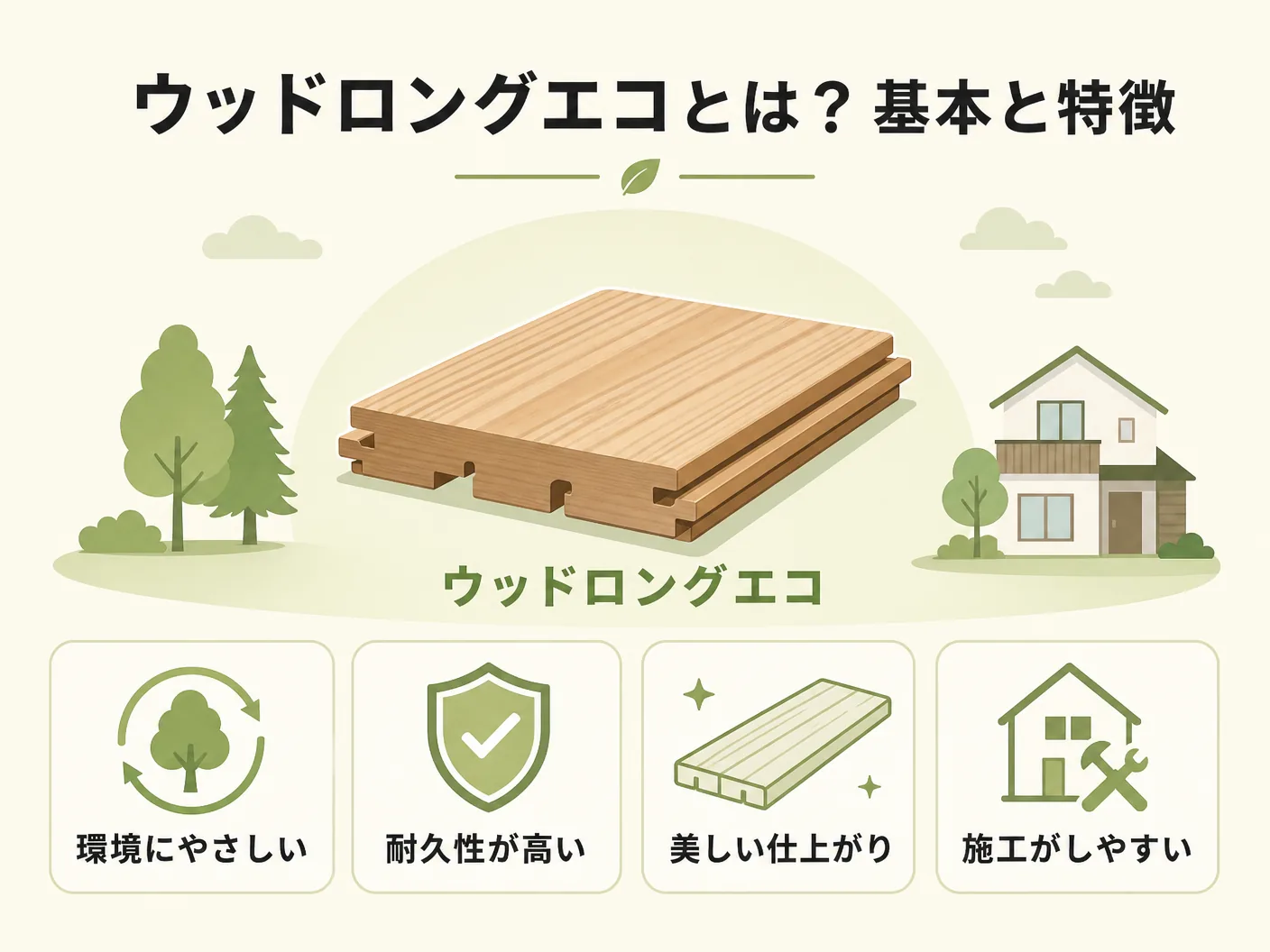 経年変化のウッドロングエコとは？基本と特徴を表す図解イラスト