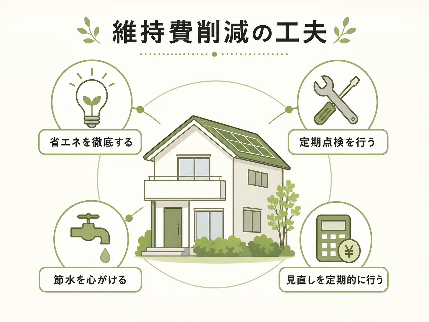 薪ストーブ 費用の維持費を抑えるための工夫とコスト削減策を表す図解イラスト