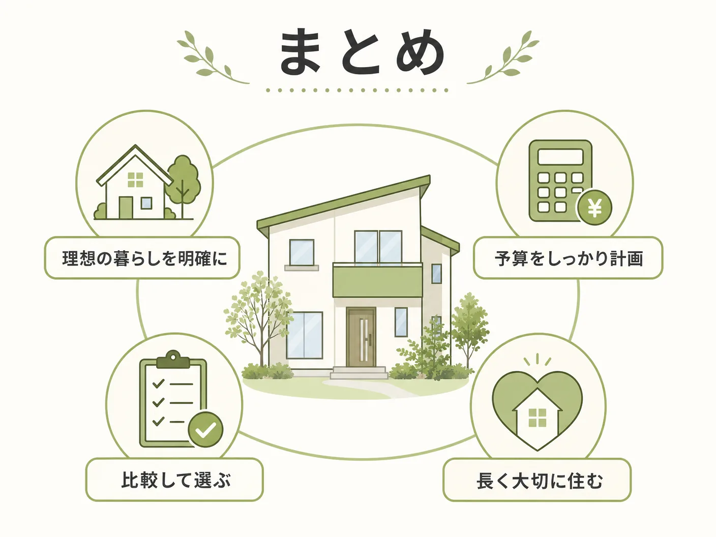 新築 玄関 寒いのまとめを表す図解イラスト