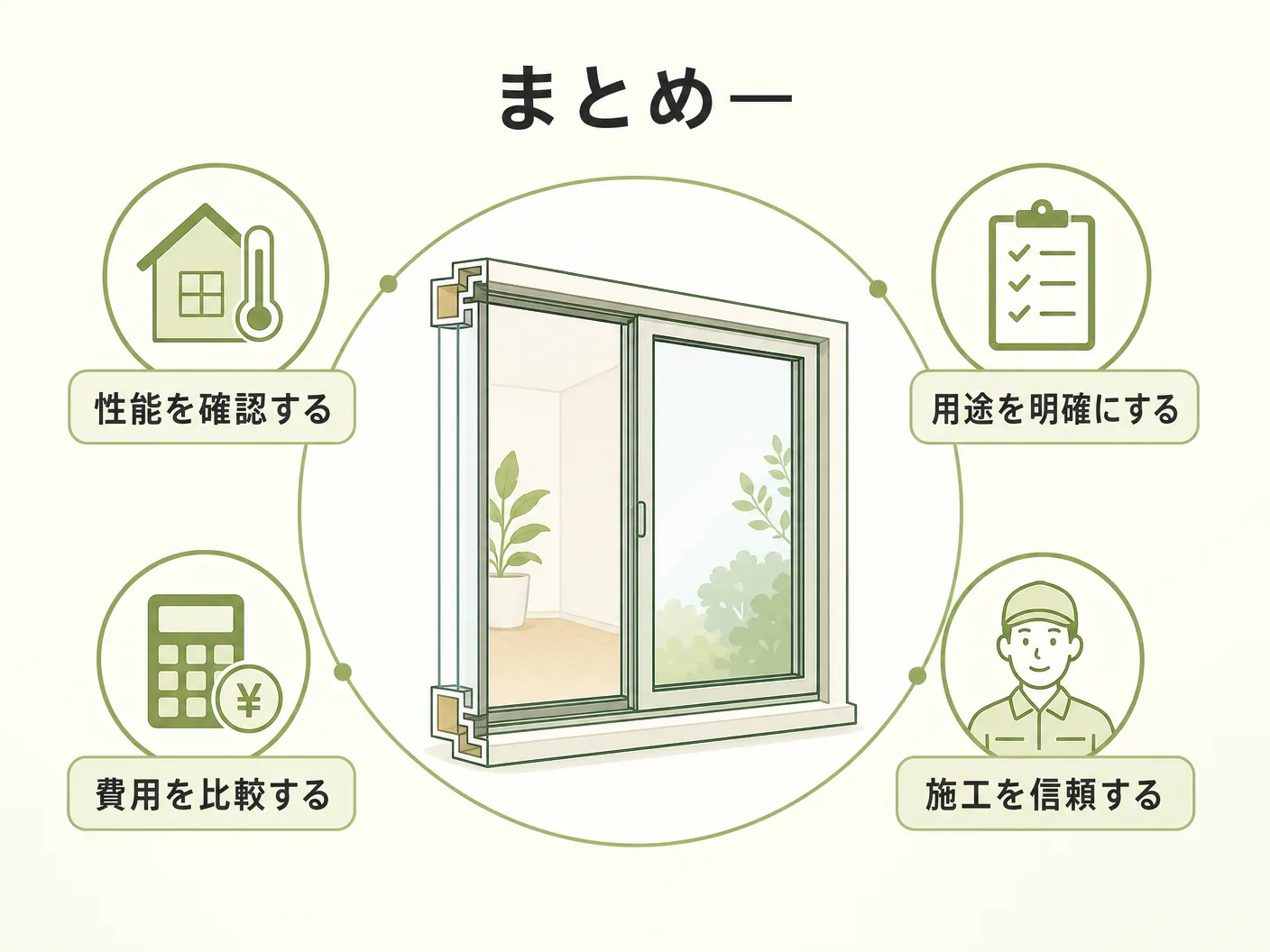 壁内結露のまとめ――ハイブリッドサッシを正しく採用するためにを表す図解イラスト