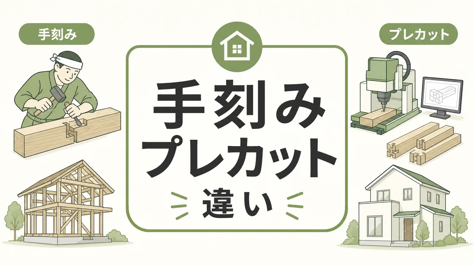 手刻みvsプレカット|工務店が本音で教える違いとメリデメ